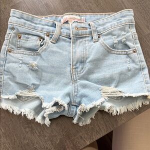 Vintage Havana Light Blue Distressed Denim Shorts